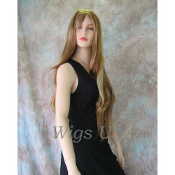 ALICIA XXL | 3 Tone Auburn Blonde Long Wig 30" Layered Full Bangs Skin Part 