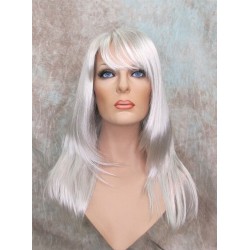 ALICIA | Silver Gray Long Wig Layered Bangs Skin Part 