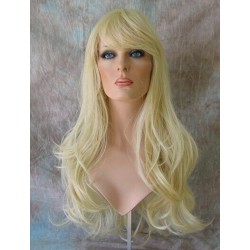 KRISTEN | Light Blonde Long Wig HEAT OK Layers Swept Bangs Skin Crown Wigs