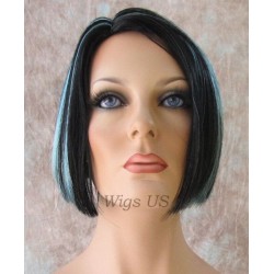 BLUSH | Black Turquoise Short Wig Bob Skin Part Wigs Cosplay Costume 