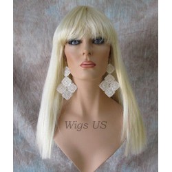 CLEO 601 | 613 Light Blonde Long Cleopatra Wig Straight Full Bangs 22"