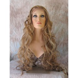 LF CHAMPAGNE | Extra Long Lace Front Wig Medium Brown Mix 28" Curls Heat OK 