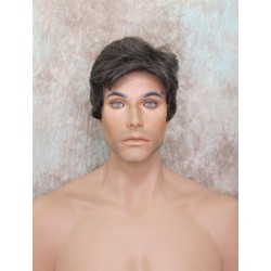 CHARLES | Medium Brown 25% Gray Short Layered Men's Wig Simulated Side Part Man 